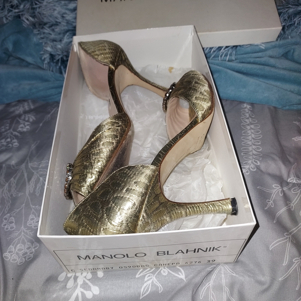 Manolo Blahnik Gold Women's Heels